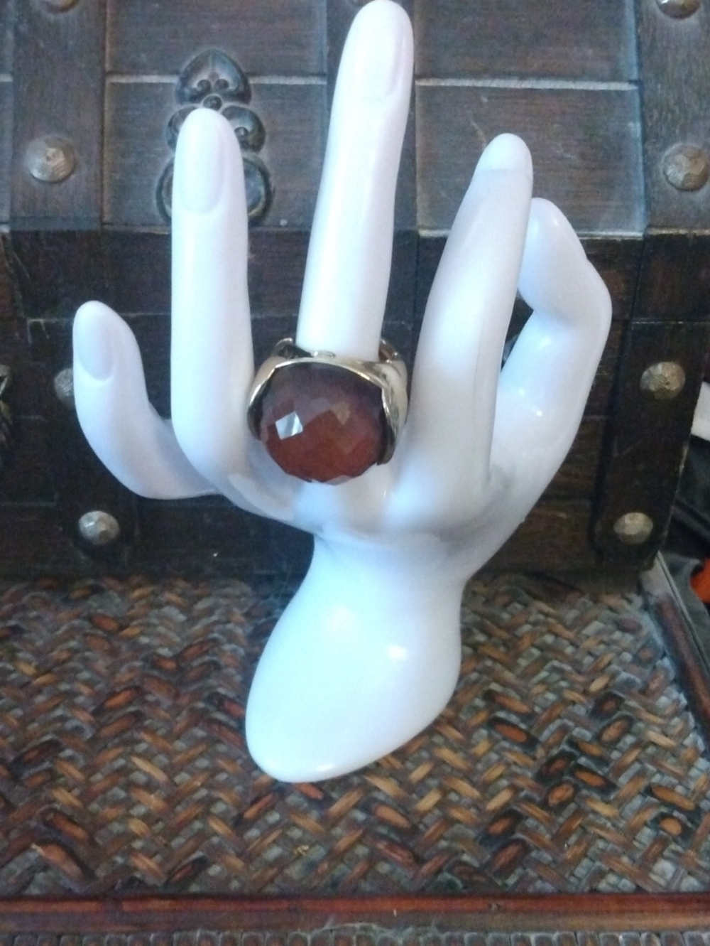 Carnelian  gemstone   Faceted Gemstone Statement Ring stretchy ring